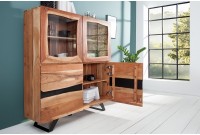 Vitrine moderne de 140cm de couleur naturelle et noir