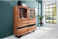 Vitrine moderne de 140cm de couleur naturelle et noir