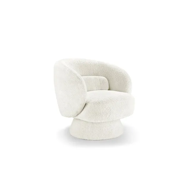 Fauteuil design BOSSA NOVA rotatif 360° – Bouclé blanc moderne et confortable