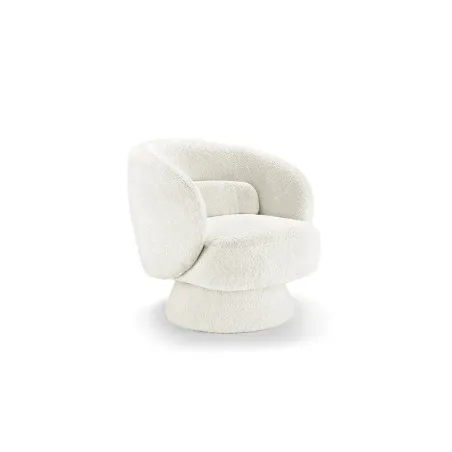 Fauteuil design BOSSA NOVA rotatif 360° – Bouclé blanc moderne et confortable