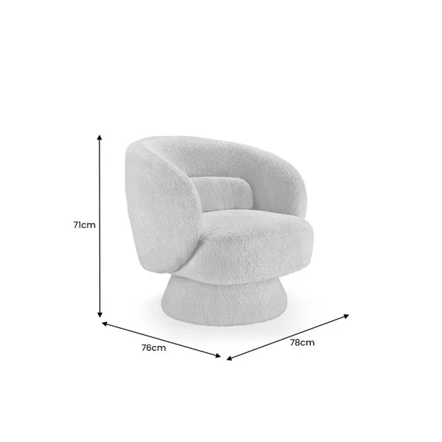 Fauteuil design BOSSA NOVA rotatif 360° – Bouclé blanc moderne et confortable