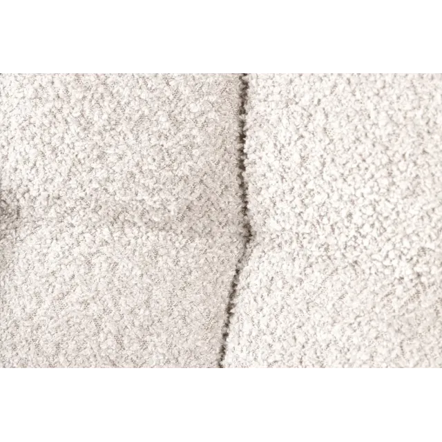 Fauteuil pivotant PAPILLON – Bouclé crème avec accoudoirs, base en métal noir et fonction retour automatique