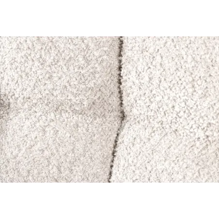 Fauteuil pivotant PAPILLON – Bouclé crème avec accoudoirs, base en métal noir et fonction retour automatique