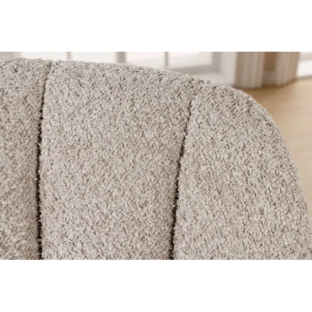 Fauteuil PAPILLON pivotant 180° – Bouclé greige avec accoudoirs et structure en métal noir