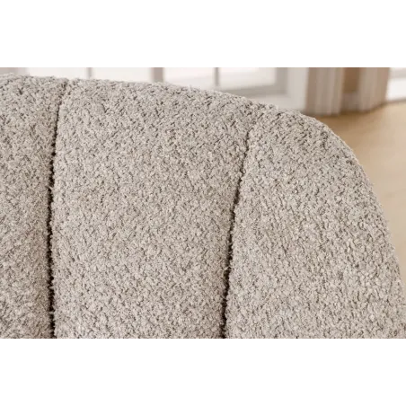 Fauteuil PAPILLON pivotant 180° – Bouclé greige avec accoudoirs et structure en métal noir