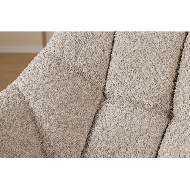 Fauteuil PAPILLON pivotant 180° – Bouclé greige avec accoudoirs et structure en métal noir