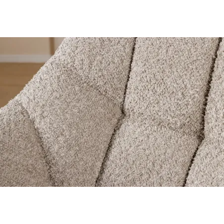 Fauteuil PAPILLON pivotant 180° – Bouclé greige avec accoudoirs et structure en métal noir