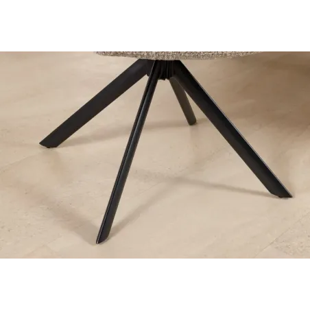 Fauteuil PAPILLON pivotant 180° – Bouclé greige avec accoudoirs et structure en métal noir