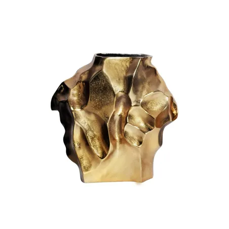 Vase décoratif LIQUID 30 cm – Finition dorée martelée, en métal aluminium, fait main