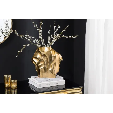 Vase décoratif LIQUID 30 cm – Finition dorée martelée, en métal aluminium, fait main