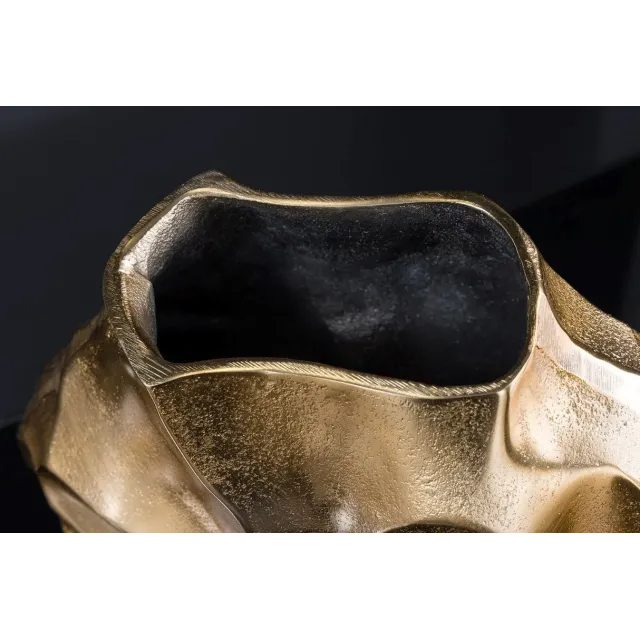 Vase décoratif LIQUID 30 cm – Finition dorée martelée, en métal aluminium, fait main