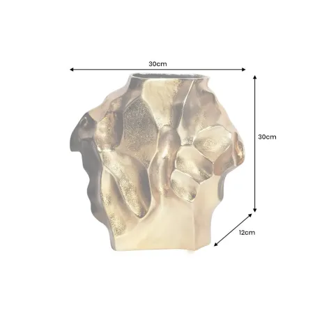 Vase décoratif LIQUID 30 cm – Finition dorée martelée, en métal aluminium, fait main