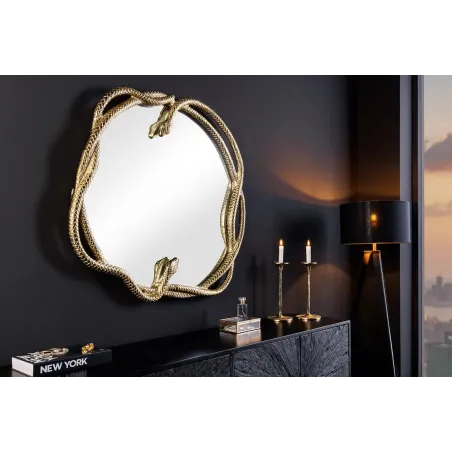 Miroir mural SNAKE XL 85 cm – Design serpent doré en métal sculpté, style luxueux et original