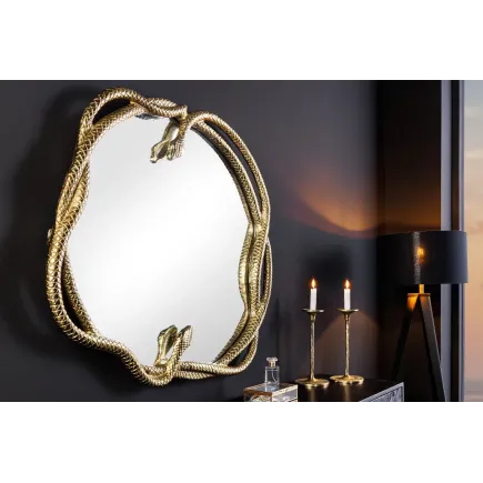 Miroir mural SNAKE XL 85 cm – Design serpent doré en métal sculpté, style luxueux et original 2