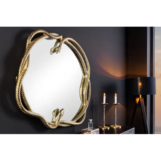Miroir mural SNAKE XL 85 cm – Design serpent doré en métal sculpté, style luxueux et original Miroir mural SNAKE XL 85 cm – Design serpent doré en métal sculpté, style luxueux et original