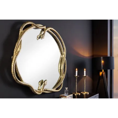 Miroir mural SNAKE XL 85 cm – Design serpent doré en métal sculpté, style luxueux et original