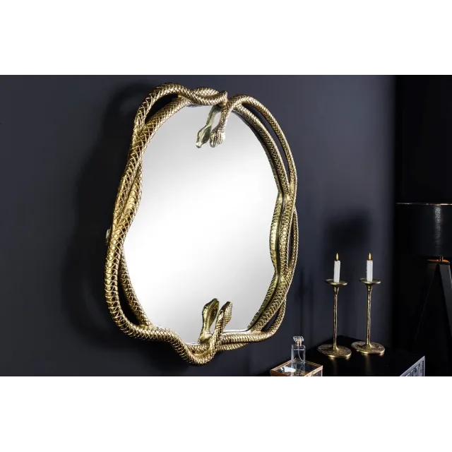 Miroir mural SNAKE XL 85 cm – Design serpent doré en métal sculpté, style luxueux et original Miroir mural SNAKE XL 85 cm – Design serpent doré en métal sculpté, style luxueux et original