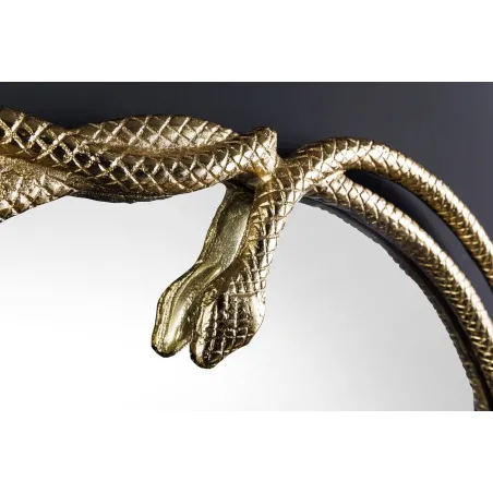 Miroir mural SNAKE XL 85 cm – Design serpent doré en métal sculpté, style luxueux et original