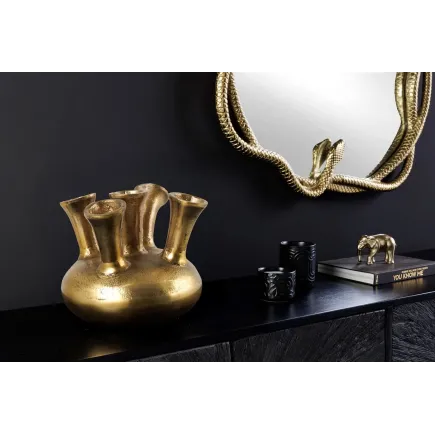 Vase design KIYA 25 cm – Doré, 5 ouvertures, fabrication artisanale en métal aluminium