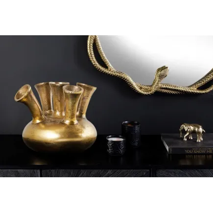 Vase design KIYA 25 cm – Doré, 5 ouvertures, fabrication artisanale en métal aluminium 2