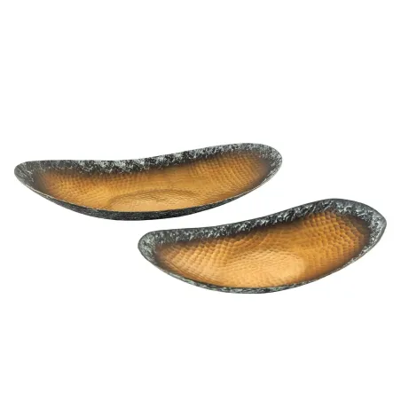 Set de 2 coupelles décoratives ORIENT – Métal doré 45 cm & 36 cm, finition martelée avec patine, fabrication artisanale