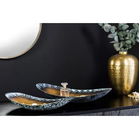 Set de 2 coupelles décoratives ORIENT – Métal doré 45 cm & 36 cm, finition martelée avec patine, fabrication artisanale