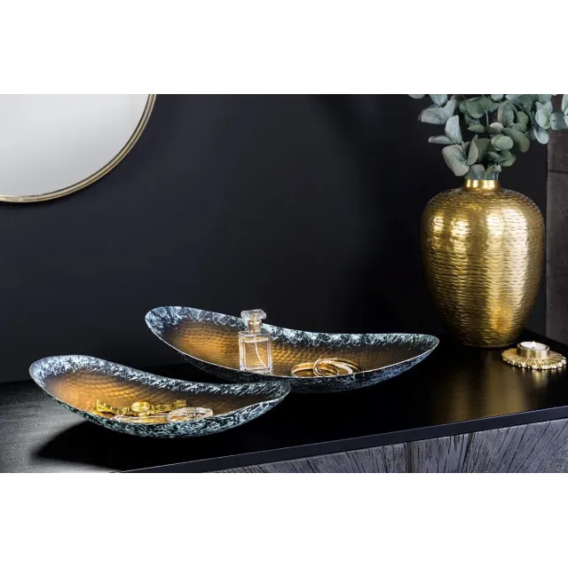 Set de 2 coupelles décoratives ORIENT – Métal doré 45 cm & 36 cm, finition martelée avec patine, fabrication artisanale