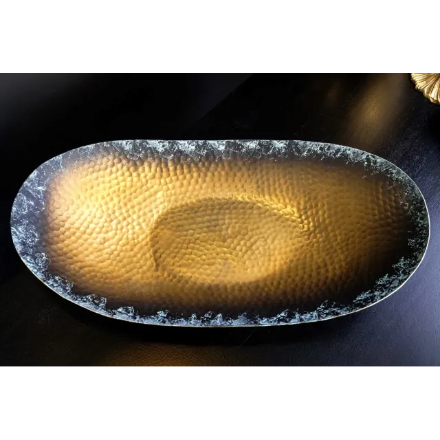 Set de 2 coupelles décoratives ORIENT – Métal doré 45 cm & 36 cm, finition martelée avec patine, fabrication artisanale