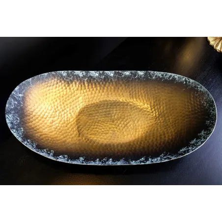 Set de 2 coupelles décoratives ORIENT – Métal doré 45 cm & 36 cm, finition martelée avec patine, fabrication artisanale