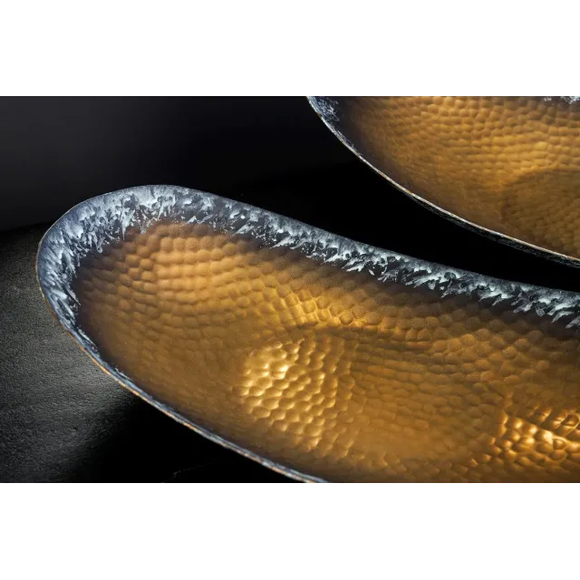 Set de 2 coupelles décoratives ORIENT – Métal doré 45 cm & 36 cm, finition martelée avec patine, fabrication artisanale