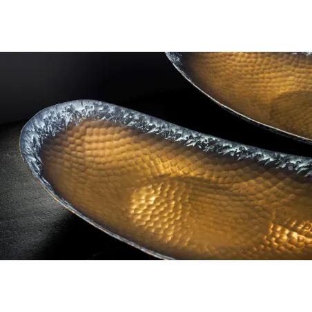 Set de 2 coupelles décoratives ORIENT – Métal doré 45 cm & 36 cm, finition martelée avec patine, fabrication artisanale