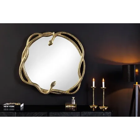 Miroir mural SNAKE L 50 cm – Métal doré sculpté, design serpent, finition artisanale