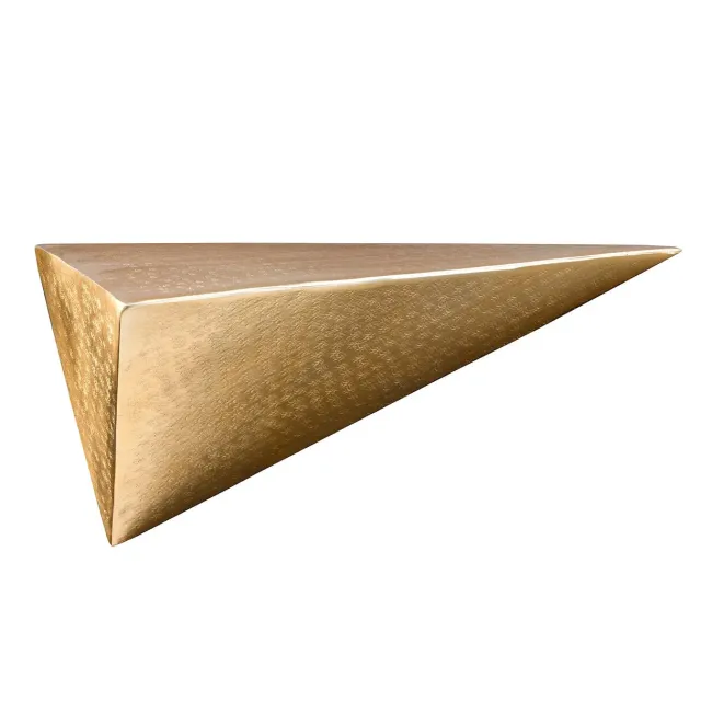 Étagère murale PYRAMID 40 cm – Design pyramidal doré antique en métal, finition martelée à la main