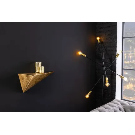 Étagère murale PYRAMID 40 cm – Design pyramidal doré antique en métal, finition martelée à la main 2