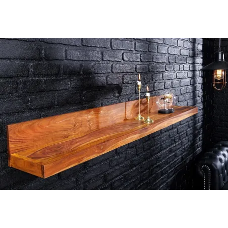 Étagère murale MAKASSAR 140 cm – Bois massif de sheesham, finition stone naturelle, fabrication artisanale