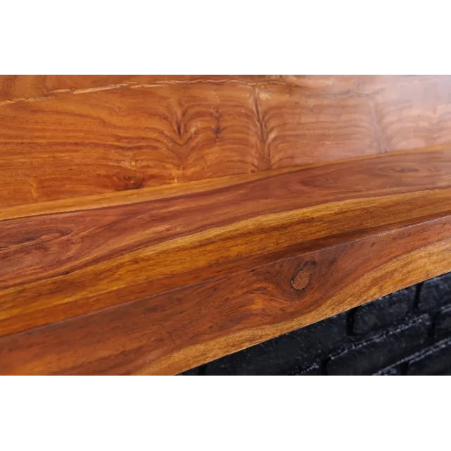 Étagère murale MAKASSAR 140 cm – Bois massif de sheesham, finition stone naturelle, fabrication artisanale