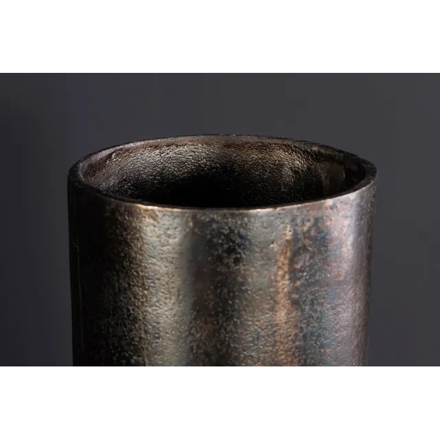 Vase moderne PRECIOUS 50 cm – Métal noir & argent, design martelé, 2-en-1 vase & bougeoir