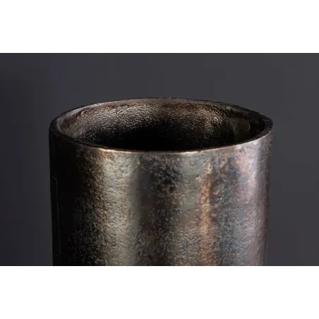 Vase moderne PRECIOUS 50 cm – Métal noir & argent, design martelé, 2-en-1 vase & bougeoir