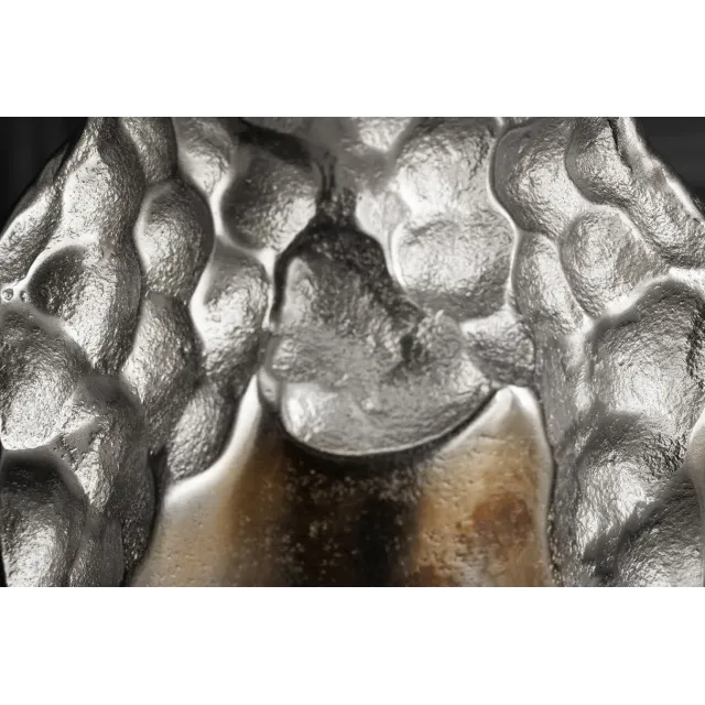 Vase moderne PRECIOUS 50 cm – Métal noir & argent, design martelé, 2-en-1 vase & bougeoir