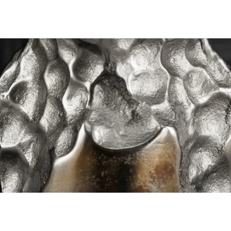 Vase moderne PRECIOUS 50 cm – Métal noir & argent, design martelé, 2-en-1 vase & bougeoir