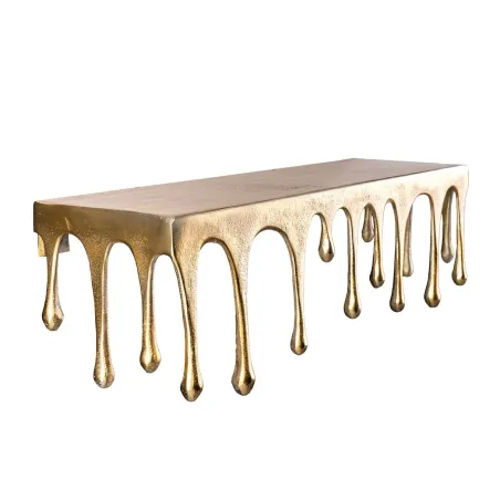 Étagère murale LIQUID LINE 60 cm – Métal doré antique, design sculptural façon goutte, fabrication artisanale