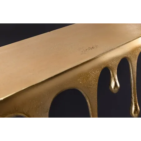 Étagère murale LIQUID LINE 60 cm – Métal doré antique, design sculptural façon goutte, fabrication artisanale