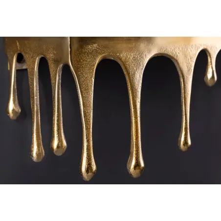 Étagère murale LIQUID LINE 60 cm – Métal doré antique, design sculptural façon goutte, fabrication artisanale