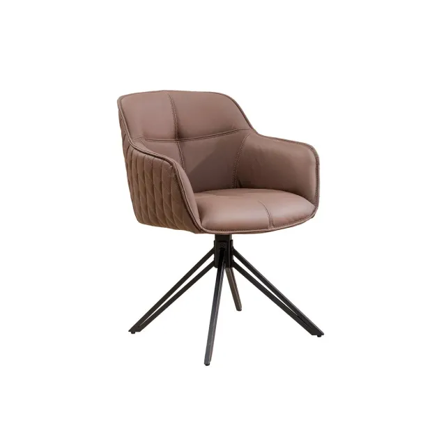 Chaise design EUPHORIA en cuir véritable – Pivotante à 180°, avec accoudoirs et pieds métal noir Chaise design EUPHORIA en cuir véritable – Pivotante à 180°, avec accoudoirs et pieds métal noir