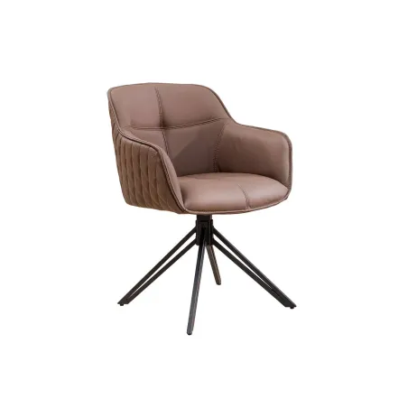 Chaise design EUPHORIA en cuir véritable – Pivotante à 180°, avec accoudoirs et pieds métal noir