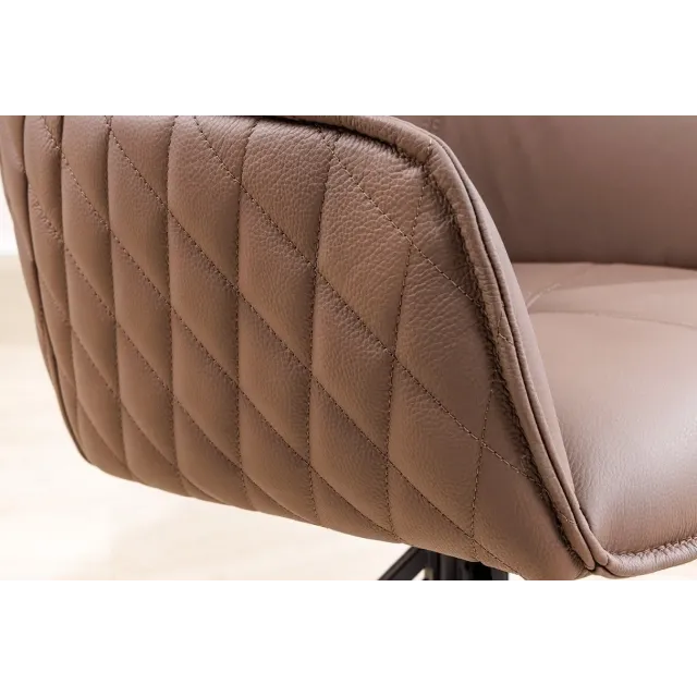 Chaise design EUPHORIA en cuir véritable – Pivotante à 180°, avec accoudoirs et pieds métal noir Chaise design EUPHORIA en cuir véritable – Pivotante à 180°, avec accoudoirs et pieds métal noir