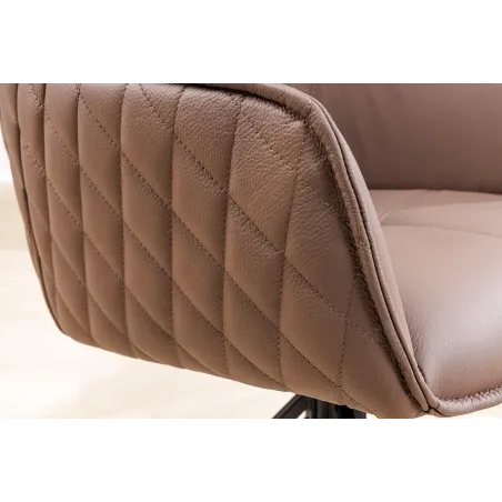 Chaise design EUPHORIA en cuir véritable – Pivotante à 180°, avec accoudoirs et pieds métal noir