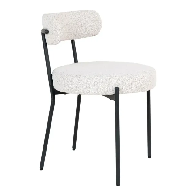 Chaise de salle à manger – Bouclé blanc, pieds noirs/ Elsines