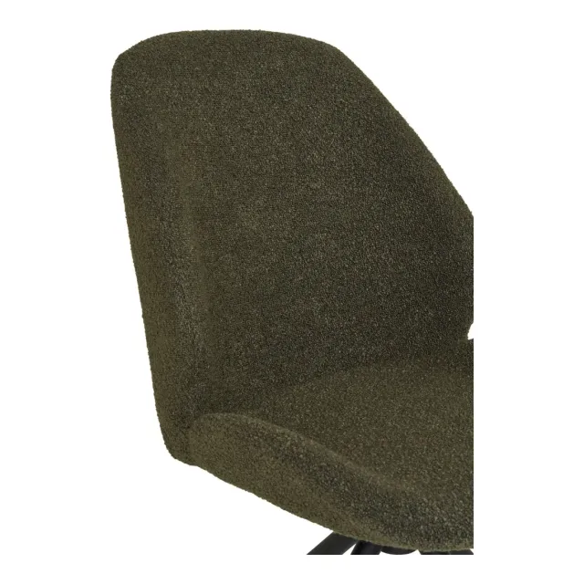 Chaise de salle à manger pivotante bouclé vert avec Pieds métal noirs