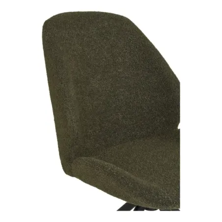 Chaise de salle à manger pivotante bouclé vert avec Pieds métal noirs